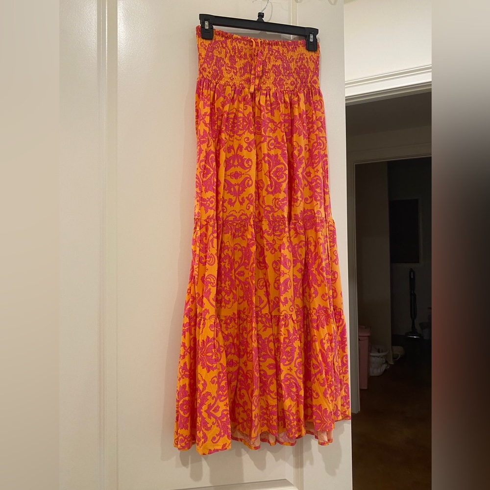 Flowey long pink and orange skirt/dress size xs